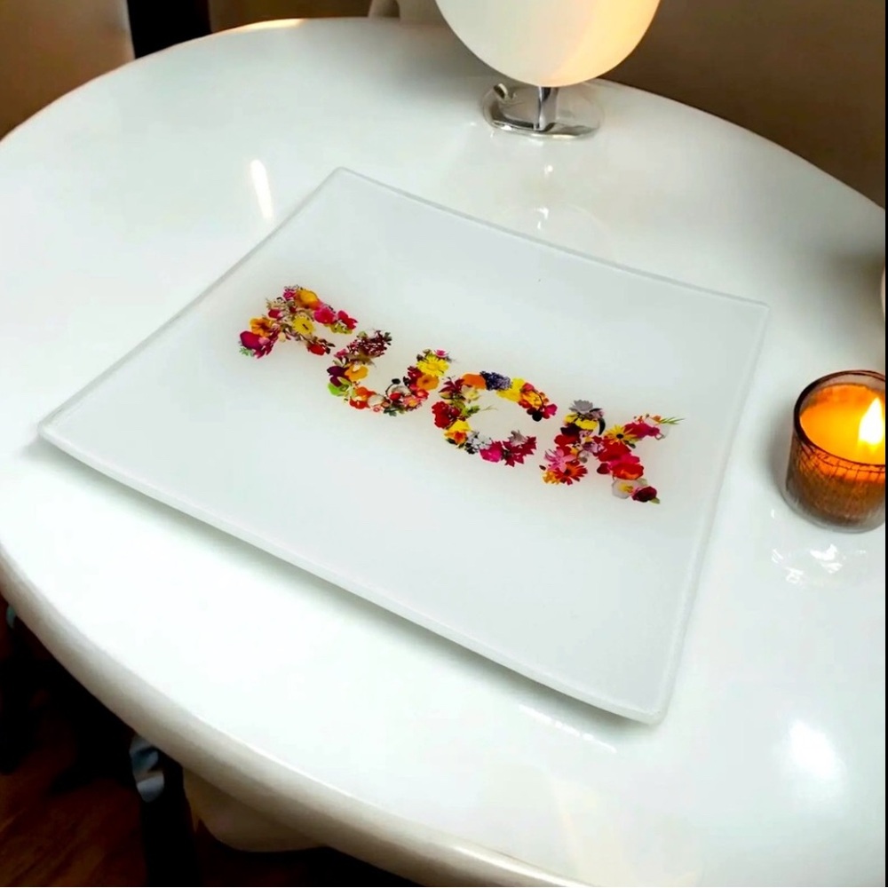 Floral Decorative Glass Small Decor Plate.